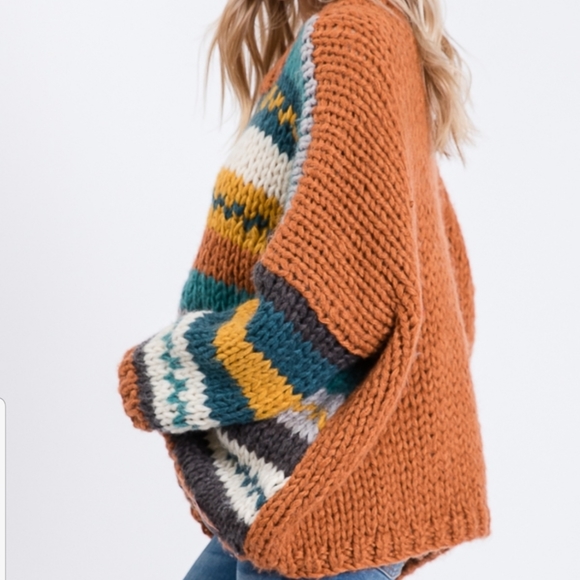 3X 4X plus dolman Chunky oversized striped sweater - Picture 7 of 7